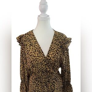 Size 1X Fashion to Figure Maxi Wrap around Dress, Animal Print, NWT